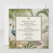 Tropische Pauw Palm Wedding Details Kaart (Voorkant)