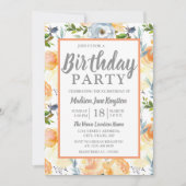 Tropische Peach Grey Summer Spring Birthday Kaart (Voorkant)