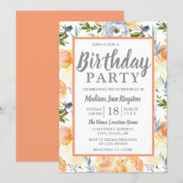 Tropische Peach Grey Summer Spring Birthday Kaart