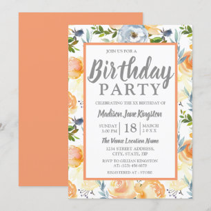 Tropische Peach Grey Summer Spring Birthday Kaart