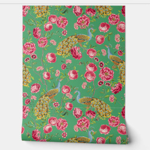 Tropische  Peacock Garden Rococo Chinoiserie Behang