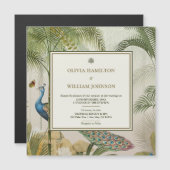 Tropische Peacock Palm bruiloft uitnodiging magnee (Voorkant / Achterkant)