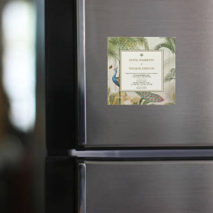 Tropische Peacock Palm bruiloft uitnodiging magnee