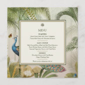 Tropische Peacock Palm Square Wedding Menu Kaart (Voorkant)