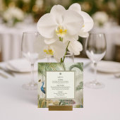 Tropische Peacock Palm Square Wedding Menu Kaart
