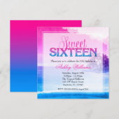 Tropische pekelroze blauwe zoete 16 kaart (Voorkant / Achterkant)