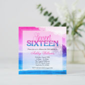 Tropische pekelroze blauwe zoete 16 kaart (Staand voorkant)