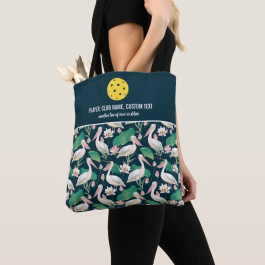 Tropische pelicaanse print aangepaste Pickleball P Tote Bag (Dichtbij)