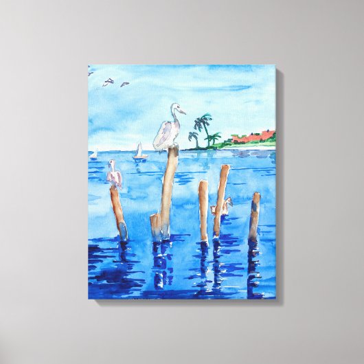 Tropische pelikanen canvas afdruk (Voorkant)