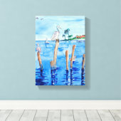 Tropische pelikanen canvas afdruk (Insitu (Houten vloer))