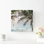 Tropische pelmoessoorten en palmbomen vierkante klok (Huis)