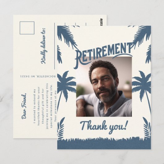 Tropische pensioenfoto dank u briefkaart (Voorkant / Achterkant)