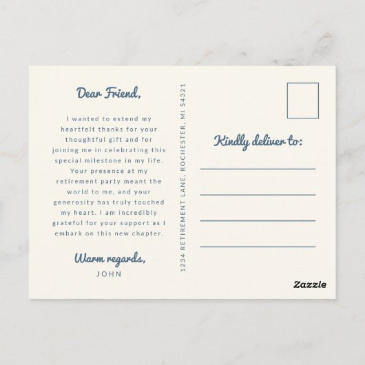 Tropische pensioenfoto dank u briefkaart (Achterkant)