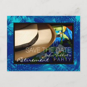 Tropische pensionering met blauwe palmen Save the  Aankondigingskaart