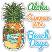 Tropische perenanananas vinylStickers Sticker (Voorkant)