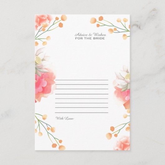 Tropische perzik bloem bruid bruiloft advies informatiekaartje (Voorkant)