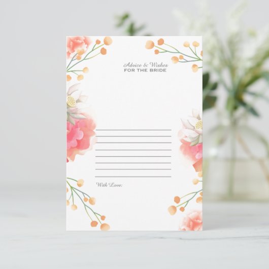 Tropische perzik bloem bruid bruiloft advies informatiekaartje (Staand voorkant)