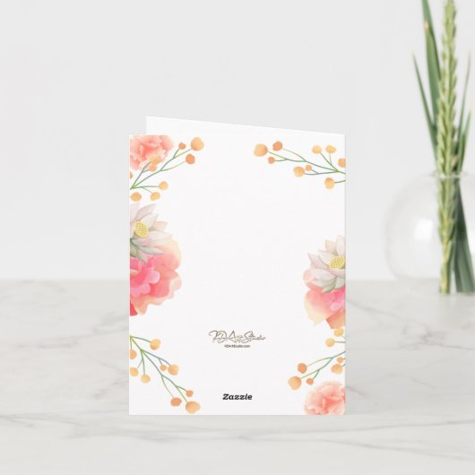 Tropische perzik bloem dank u kaart (Achterkant)