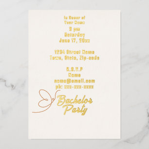 Tropische Perzik Bloemen Bachelor Folie Uitnodiging