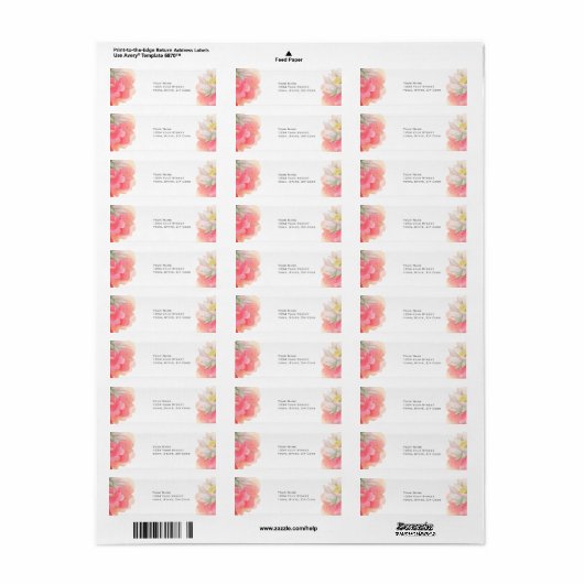 Tropische perzik bloemen bruiloft etiket (Full Sheet)