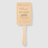 Tropische perzik en Blauwgroen huwelijksprogramma Handwaaier (Voorkant)