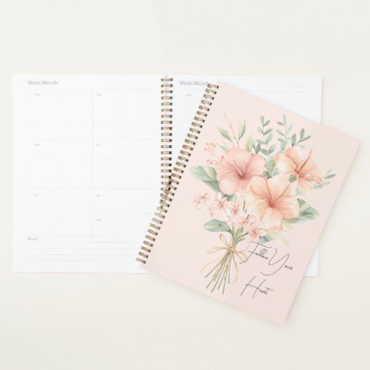 Tropische perzik hibiscus bloemen planner (Display)