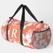 Tropische perzik hibiscus gepersonaliseerd monogra plunjezak (Rechterhoek)