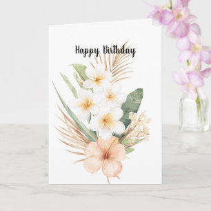 Tropische Perzik Hibiscus Plumeria Verjaardag Kaart