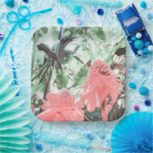 Tropische perzik tuin bruiloft plein papieren bordje (Feest)