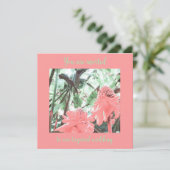 Tropische perzik tuin bruiloft uitnodiging (Staand voorkant)