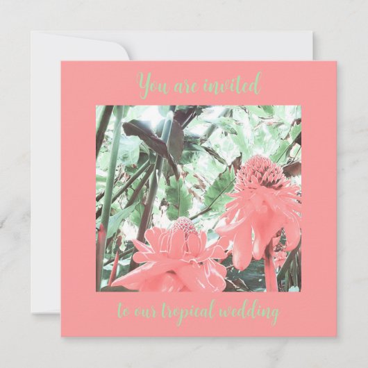 Tropische perzik tuin bruiloft uitnodiging (Voorkant)