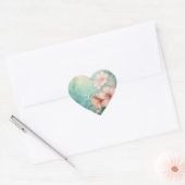 Tropische Perzik Witte Hibiscus Bloemen Huwelijk Hart Sticker (Envelop)