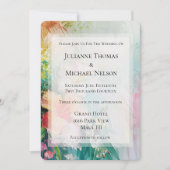 Tropische Perzik Witte Hibiscus Bloemen Huwelijk Kaart (Voorkant)