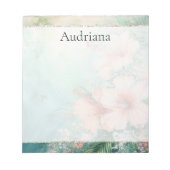 Tropische Perzik Witte Hibiscus Bloemen Notitieblok (Voorkant)