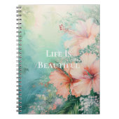 Tropische Perzik Witte Hibiscus Bloemen Notitieboek (Voorkant)