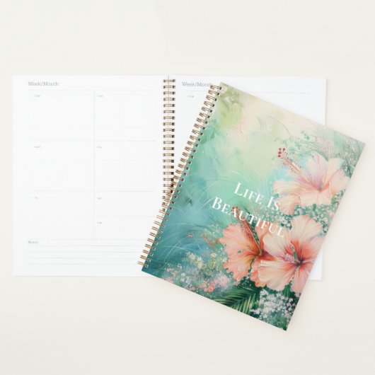Tropische Perzik Witte Hibiscus Bloemen Planner (Display)
