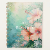 Tropische Perzik Witte Hibiscus Bloemen Planner (Voorkant)