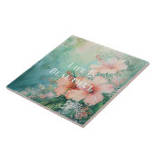 Tropische Perzik Witte Hibiscus Bloemen Tegeltje (Zijkant)