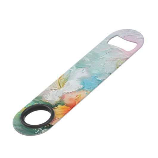 Tropische Perzik Witte Hibiscus Bloemige Liefde Br Speed Flessenopener (Achterkant Gekanteld)