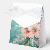 Tropische Perzik Witte Hibiscus Bloemliefde Bedankdoosjes (Voorkant)