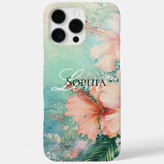 Tropische Perzik Witte Hibiscus Bloemliefde Case-Mate iPhone Case (Achterkant)