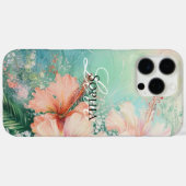 Tropische Perzik Witte Hibiscus Bloemliefde Case-Mate iPhone Case (Achterkant (horizontaal))