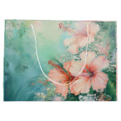 Tropische Perzik Witte Hibiscus Bloemliefde Groot Cadeauzakje (Achterkant)