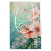 Tropische Perzik Witte Hibiscus Bloemliefde Medium Cadeauzakje (Voorkant)