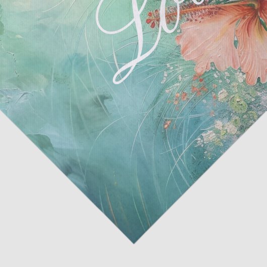 Tropische perzik witte hibiscus bloemliefde  tissuepapier (Detail)