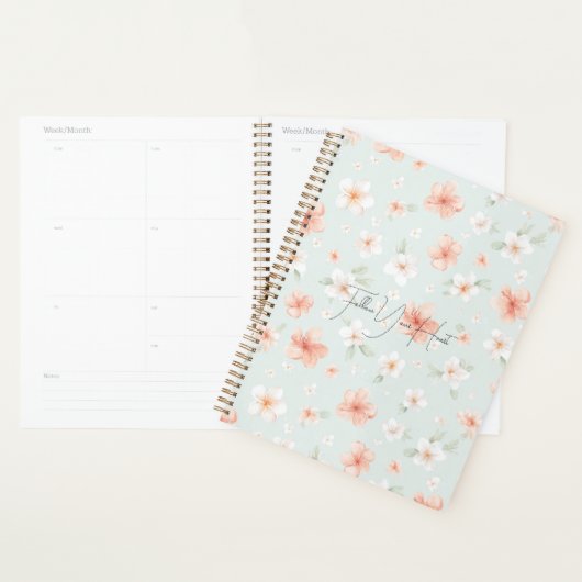 Tropische perzik witte hibiscusbloemen planner (Display)
