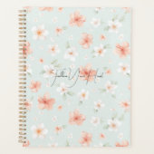 Tropische perzik witte hibiscusbloemen planner (Voorkant)