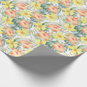 Tropische perzikkleurige gele hibiscusbloemen cadeaupapier (Hoek)