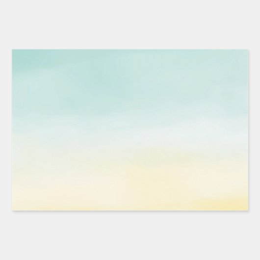 Tropische perzikkleurige gele hibiscusbloemen Mint Inpakpapier Vel (Voorkant 3)