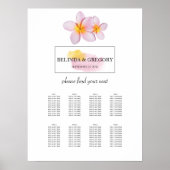 Tropische petera Frangipani Wedding Seating Chart Poster (Voorkant)